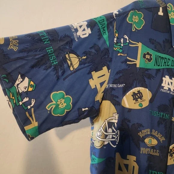 Reyn Spooner Sports Blue Shirt Size XXL University of Norte Dame Football Irish - Picture 8 of 16